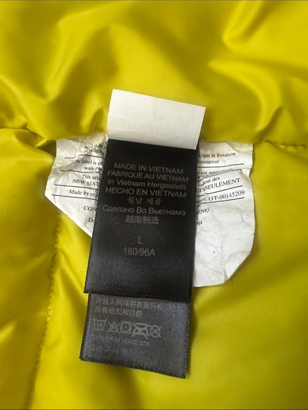 Marmot Men’s Large Gray and Yellow Puffy Down Vest. 700-fill.